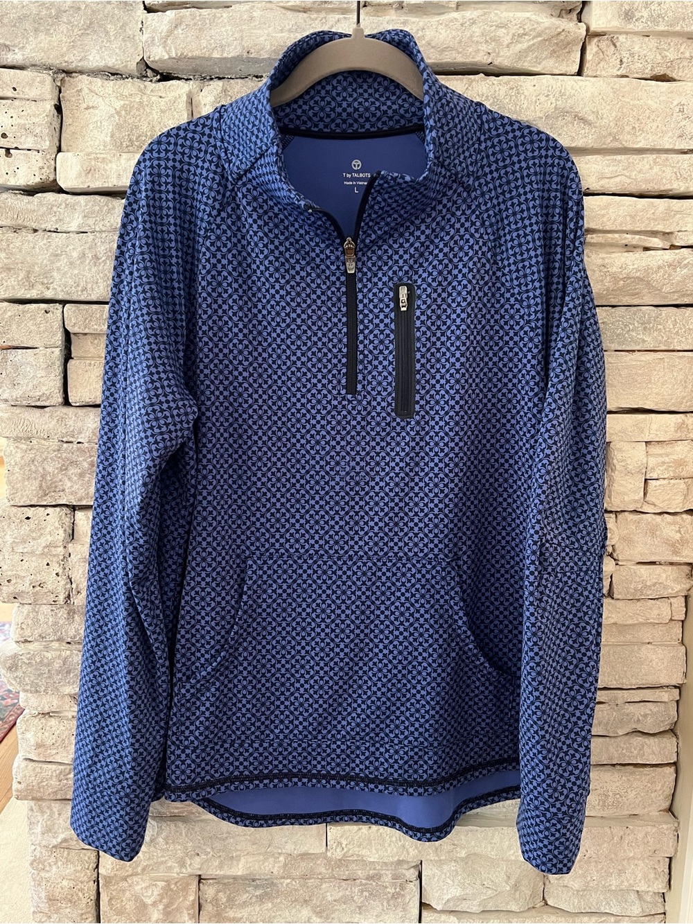 Talbots Navy Blue Athletic Quarter-Zip Pullover High-Low Size L